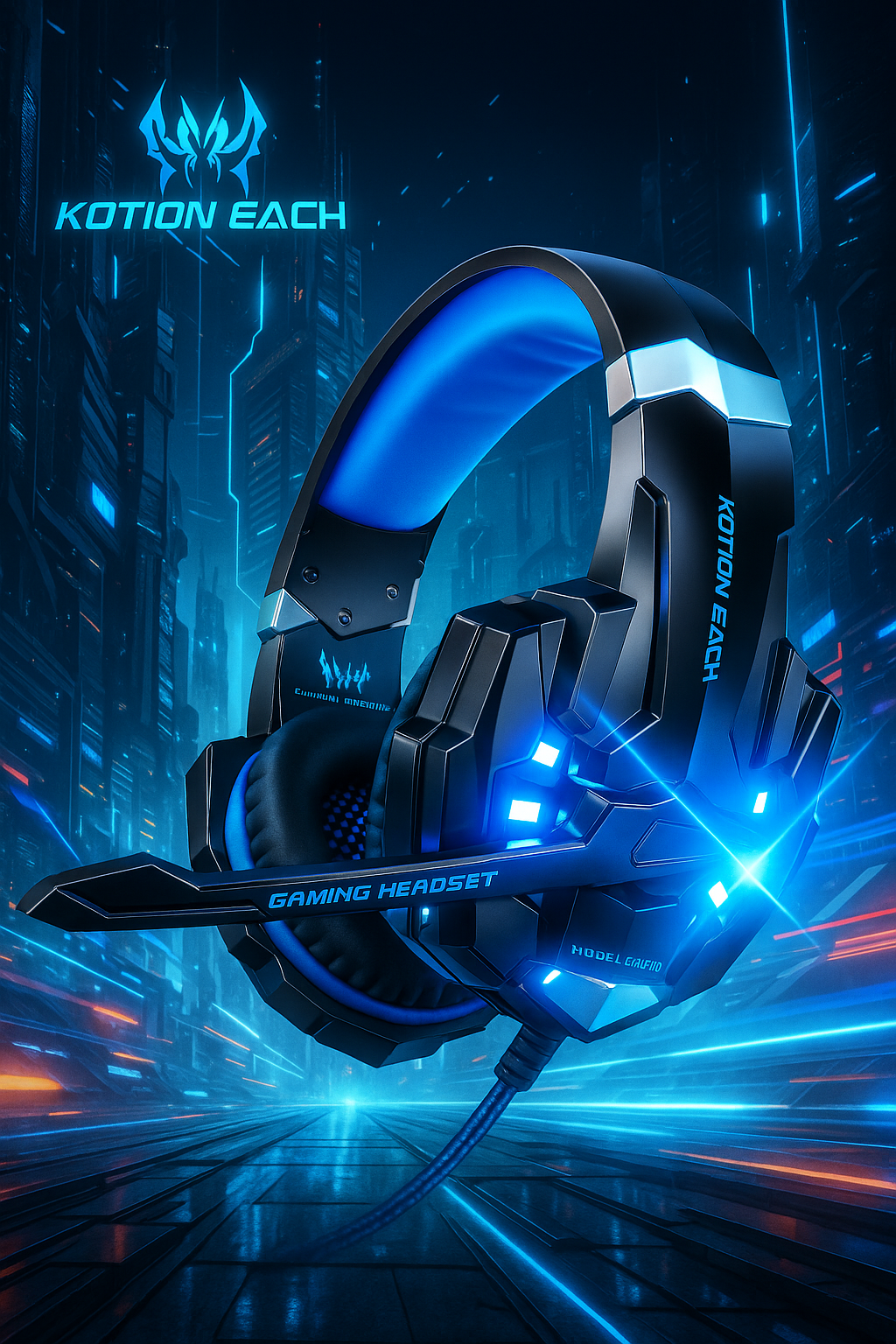 KOTION EACH Gaming Headset – Deep Bass Stereo with LED Light & Microphone for PS4, PC, and Laptop