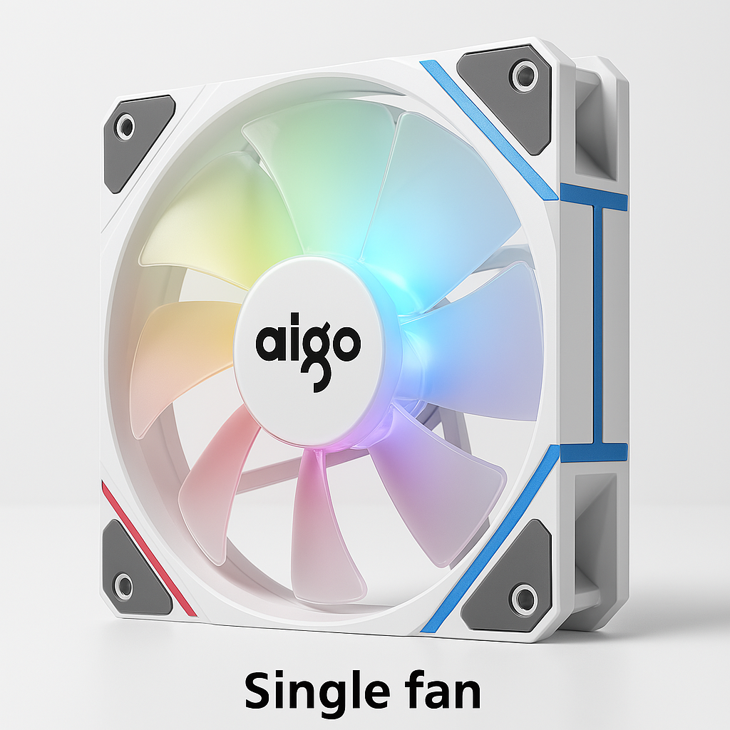 Aigo AM12 RGB Case Fan Kit – 120mm ARGB Cooling Fans with Remote & Controller (6-Pin)