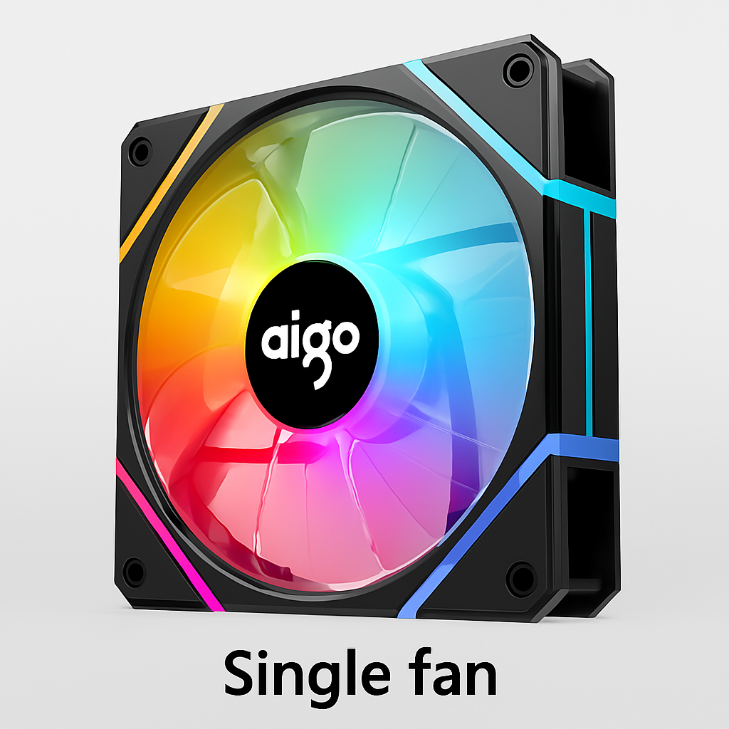 Aigo AM12 RGB Case Fan Kit – 120mm ARGB Cooling Fans with Remote & Controller (6-Pin)