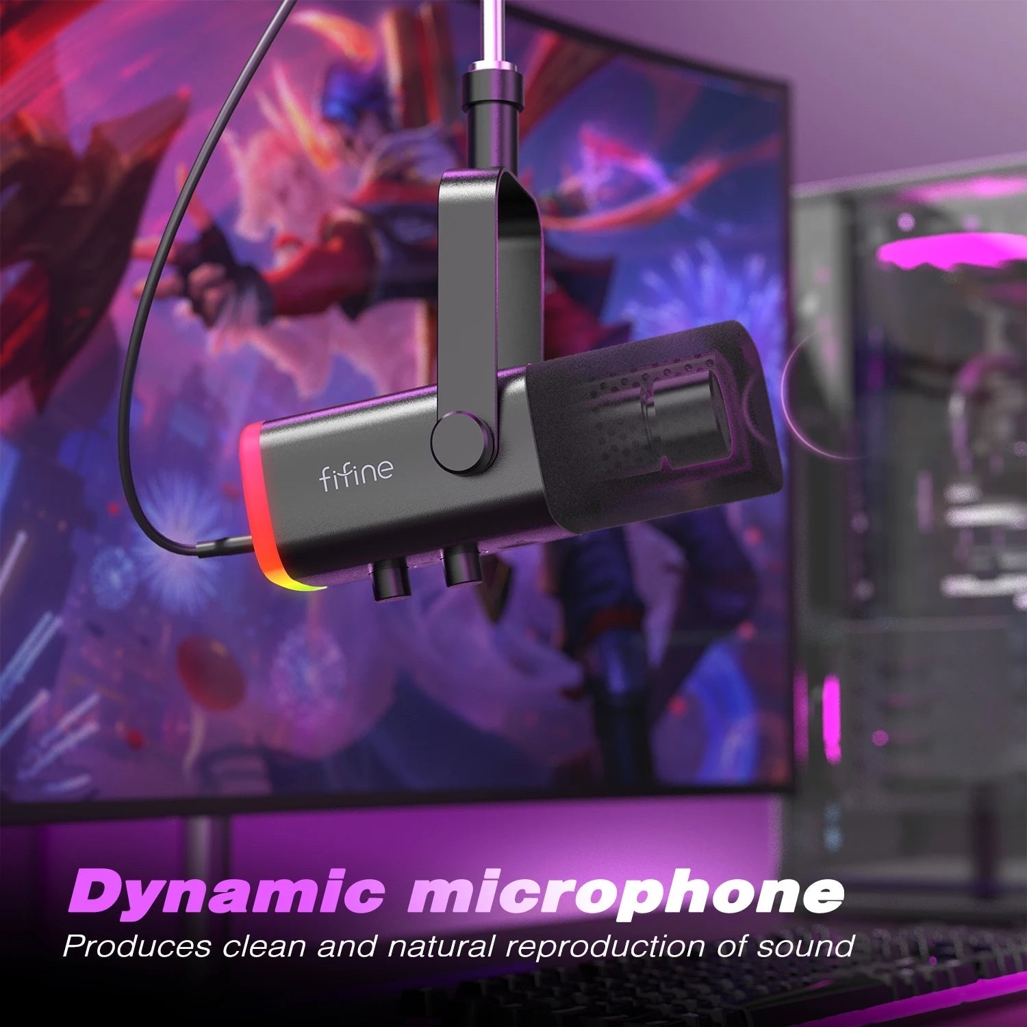 FIFINE AM8 USB/XLR Dynamic Microphone – Touch Mute, Headphone Jack & Gain Controls for PC, PS5, PS4, Mixer, Streaming & Gaming