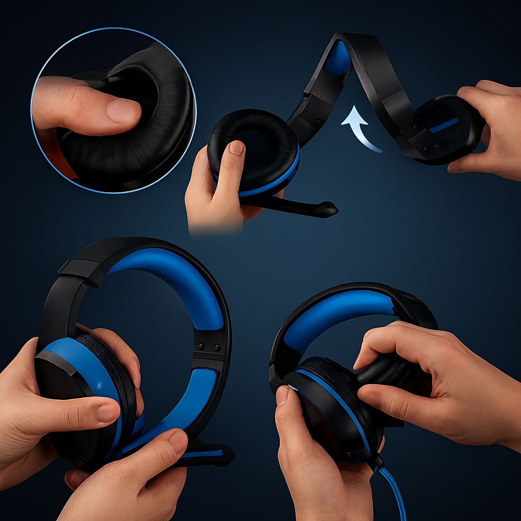 KOTION EACH Gaming Headset – Deep Bass Stereo with LED Light & Microphone for PS4, PC, and Laptop