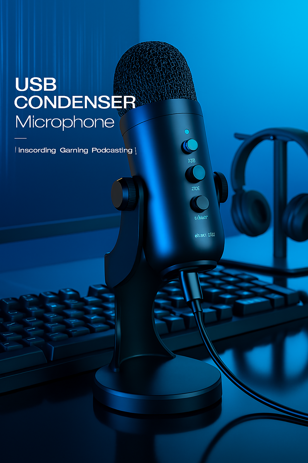 Haomuren USB Condenser Microphone with Headphone Output & Phone Adapter – Perfect for PC, Mac, Gaming, Recording, Streaming, and Podcasting