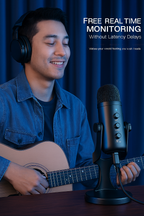 Haomuren USB Condenser Microphone with Headphone Output & Phone Adapter – Perfect for PC, Mac, Gaming, Recording, Streaming, and Podcasting
