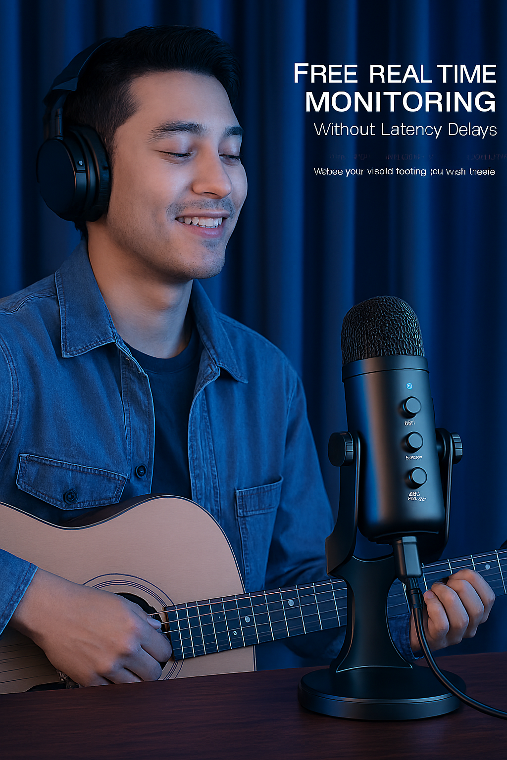 Haomuren USB Condenser Microphone with Headphone Output & Phone Adapter – Perfect for PC, Mac, Gaming, Recording, Streaming, and Podcasting