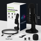 Haomuren USB Condenser Microphone with Headphone Output & Phone Adapter – Perfect for PC, Mac, Gaming, Recording, Streaming, and Podcasting