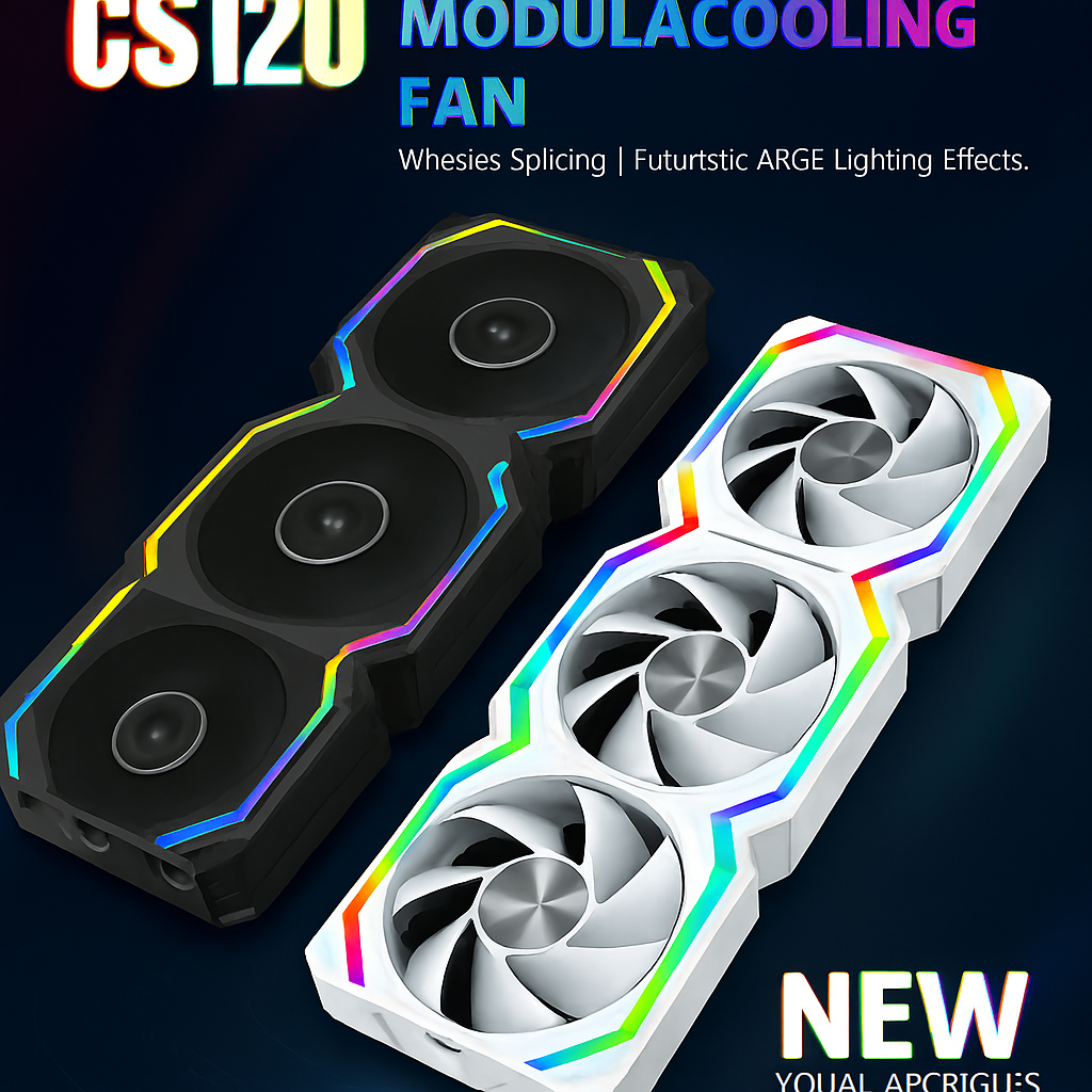 JUMPEAK CS120 120mm ARGB Modular Cooling Fans – Stackable Silent PWM Fans for 240mm/360mm Radiators & Gaming PC Cases