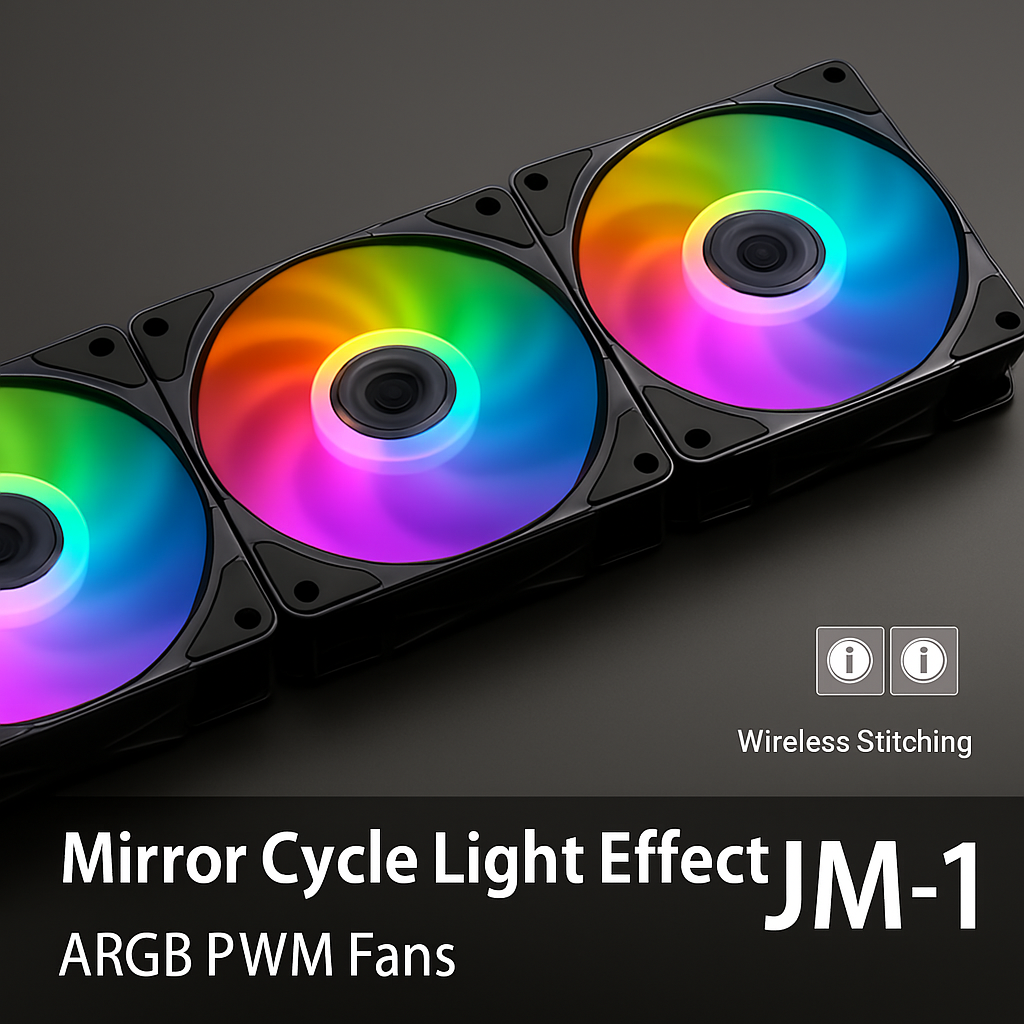 Teucer JM-1 120mm ARGB Mirror Cycle PC Case Fan – Low Noise 4-Pin PWM Cooling Fan for Chassis & Water Cooling (Single Pack)
