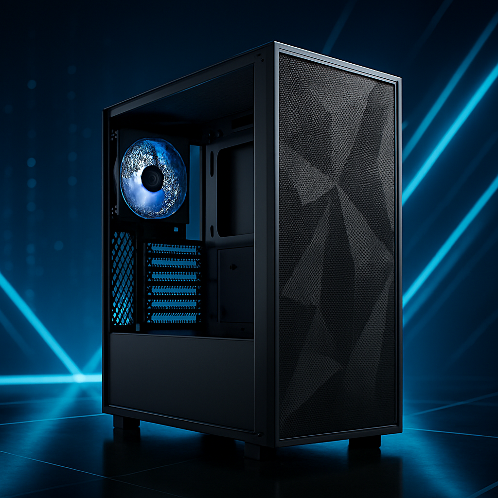 Custom RGB Gaming PC Case – ATX Mid Tower with Tempered Glass Panel & Pre-Installed RGB Fans for Desktop Builds