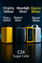 Mechanic Master C24 Sugar Cube ITX Mini Desktop PC Case – Portable Chassis with Tempered Glass, Air & Type-C Version