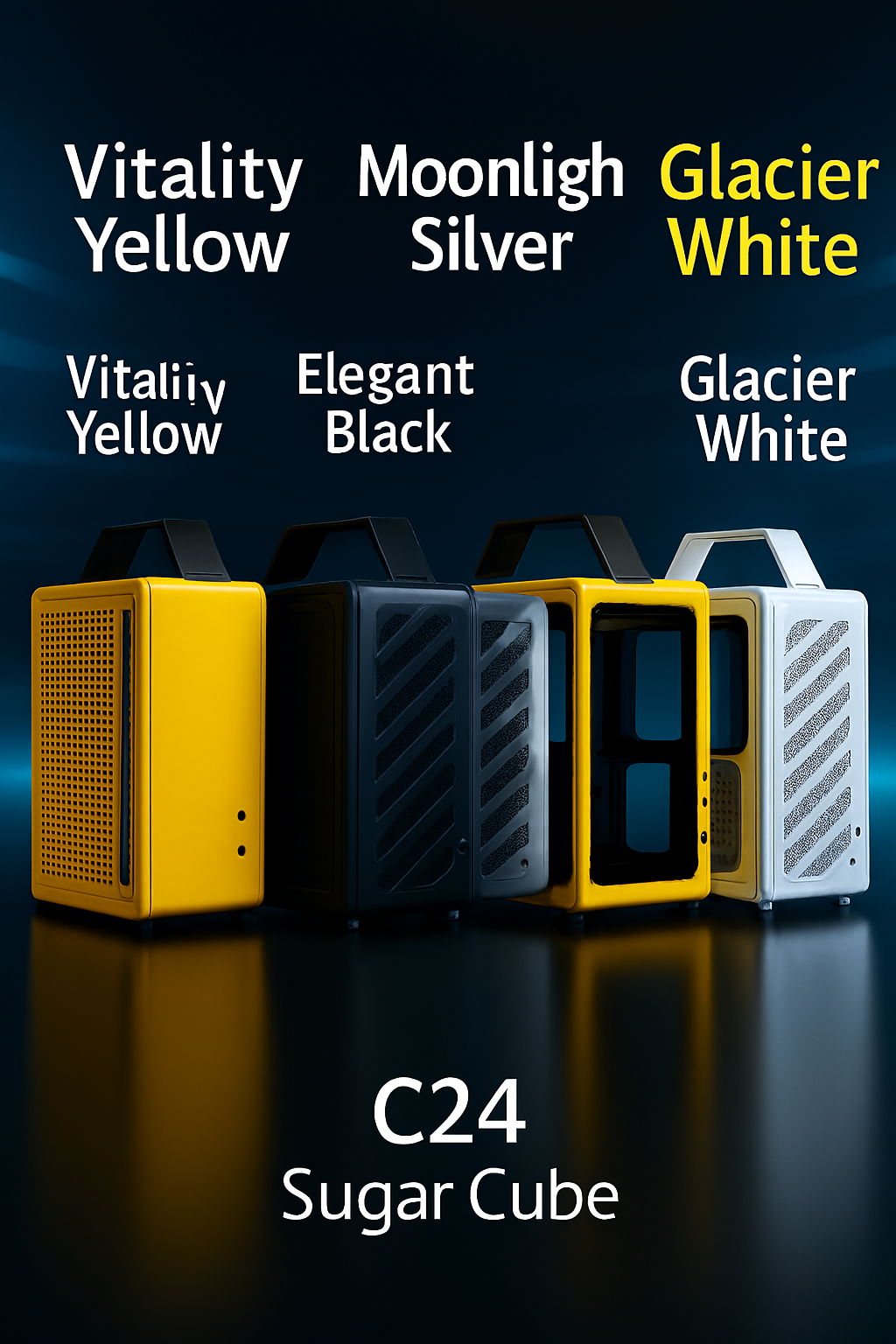 Mechanic Master C24 Sugar Cube ITX Mini Desktop PC Case – Portable Chassis with Tempered Glass, Air & Type-C Version