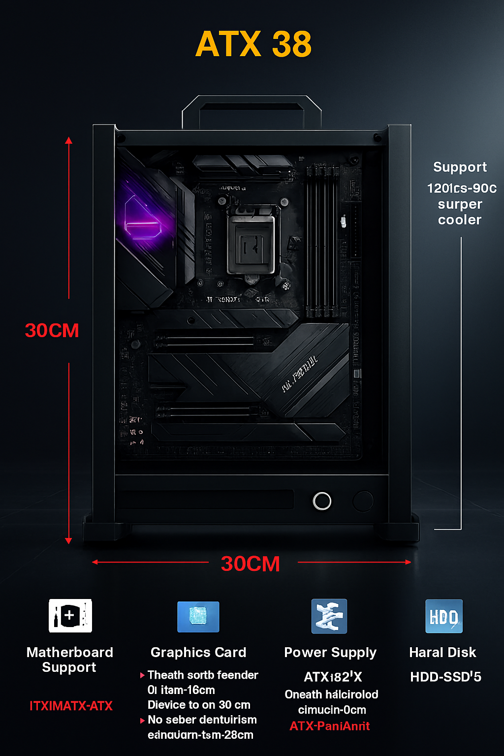 EATX Open Frame PC Case – Aluminum DIY Tower for ITX/MATX/ATX Builds | Modding-Friendly Gaming Case for Water Cooling