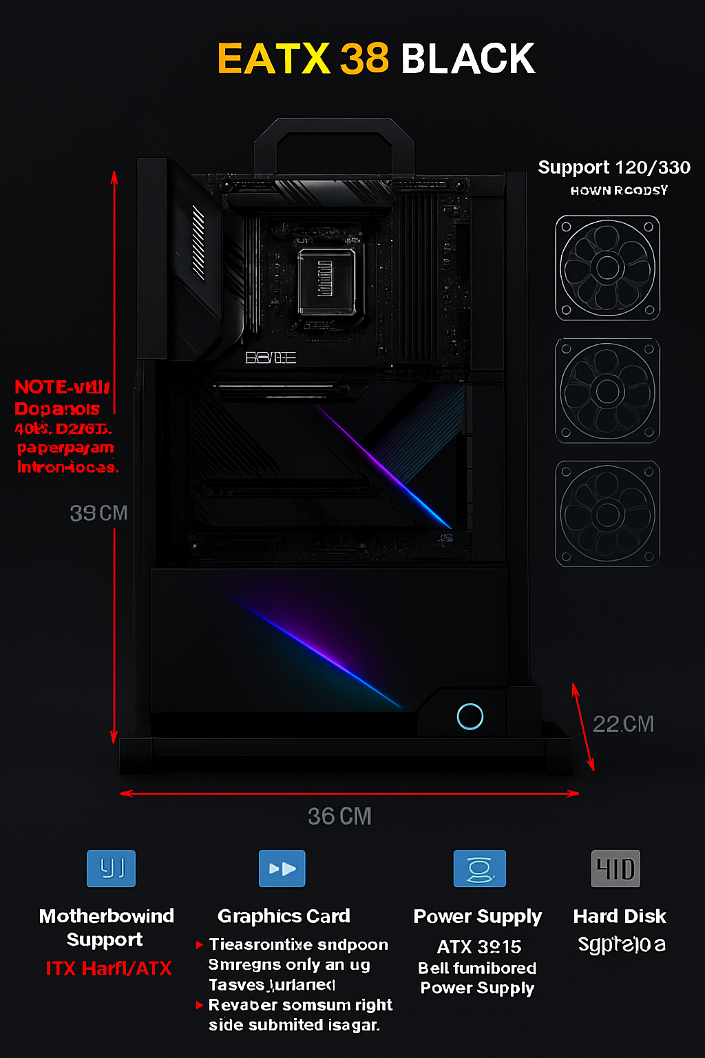 EATX Open Frame PC Case – Aluminum DIY Tower for ITX/MATX/ATX Builds | Modding-Friendly Gaming Case for Water Cooling