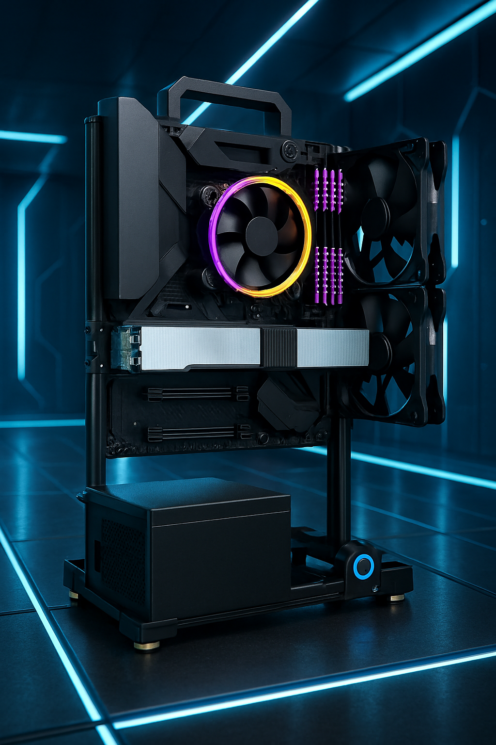 EATX Open Frame PC Case – Aluminum DIY Tower for ITX/MATX/ATX Builds | Modding-Friendly Gaming Case for Water Cooling