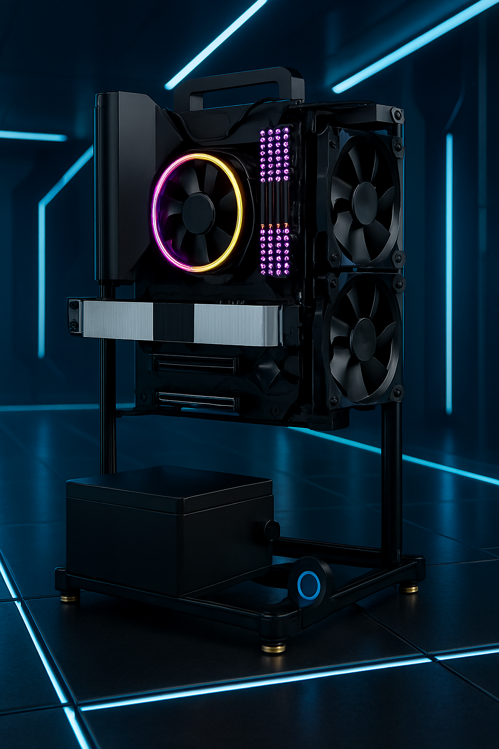 EATX Open Frame PC Case – Aluminum DIY Tower for ITX/MATX/ATX Builds | Modding-Friendly Gaming Case for Water Cooling