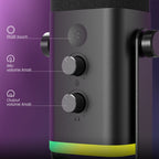 FIFINE AM8 USB/XLR Dynamic Microphone – Touch Mute, Headphone Jack & Gain Controls for PC, PS5, PS4, Mixer, Streaming & Gaming