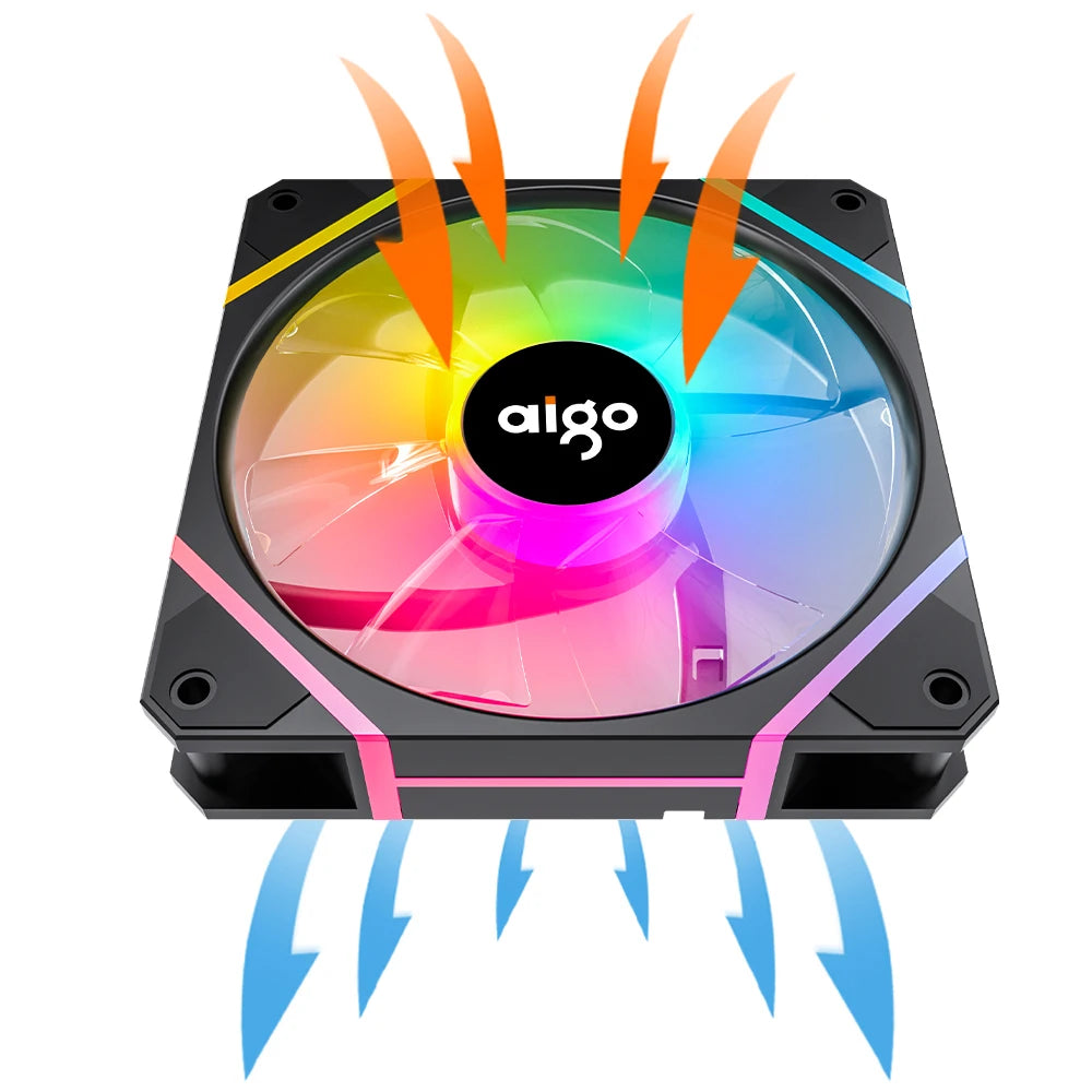 Aigo AM12 RGB Case Fan Kit – 120mm ARGB Cooling Fans with Remote & Controller (6-Pin)