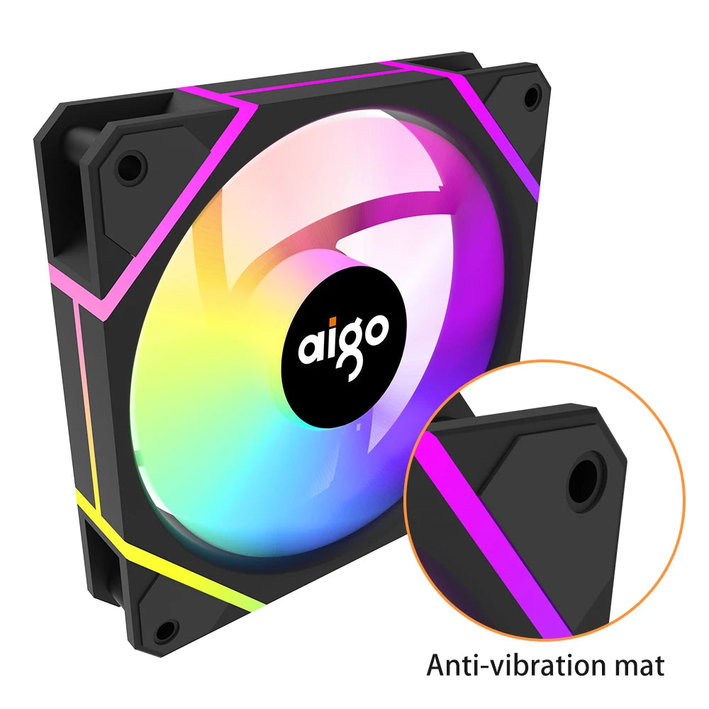 Aigo AM12 RGB Case Fan Kit – 120mm ARGB Cooling Fans with Remote & Controller (6-Pin)