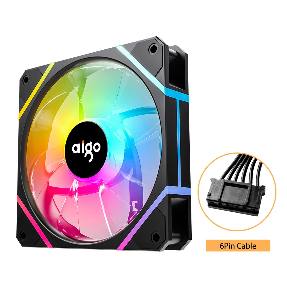 Aigo AM12 RGB Case Fan Kit – 120mm ARGB Cooling Fans with Remote & Controller (6-Pin)