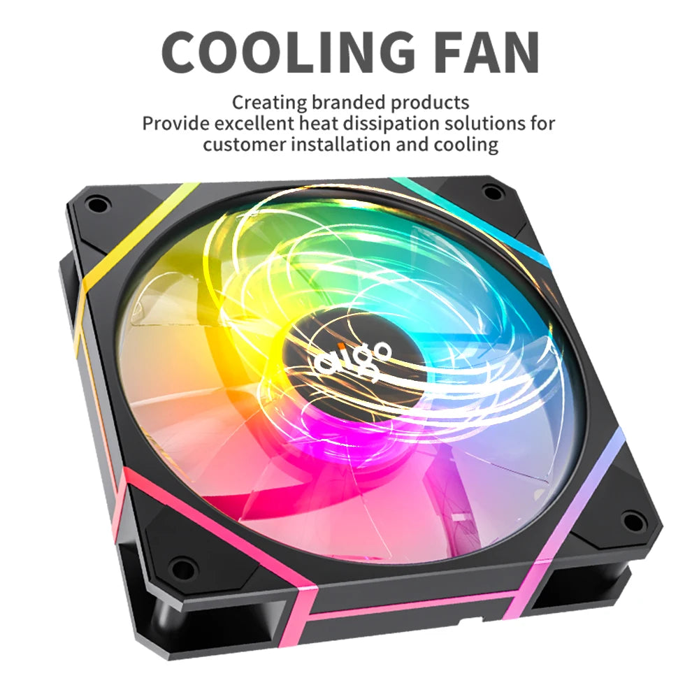 Aigo AM12 RGB Case Fan Kit – 120mm ARGB Cooling Fans with Remote & Controller (6-Pin)