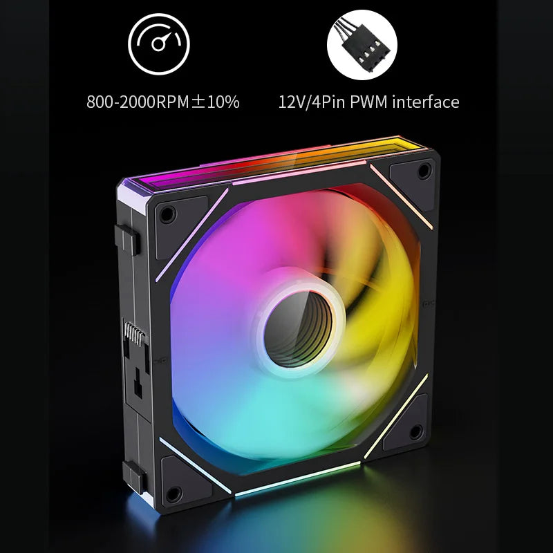 Teucer JM-1 120mm ARGB Mirror Cycle PC Case Fan – Low Noise 4-Pin PWM Cooling Fan for Chassis & Water Cooling (Single Pack)