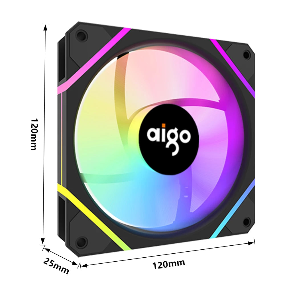 Aigo AM12 RGB Case Fan Kit – 120mm ARGB Cooling Fans with Remote & Controller (6-Pin)